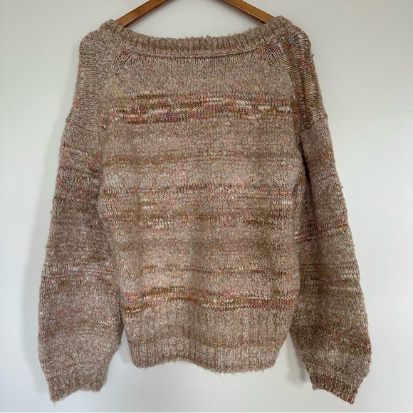 J. Crew V-Neck Beige Space Dye Knit Sweater Size Medium Wool Alp… - Picture 5 of 13